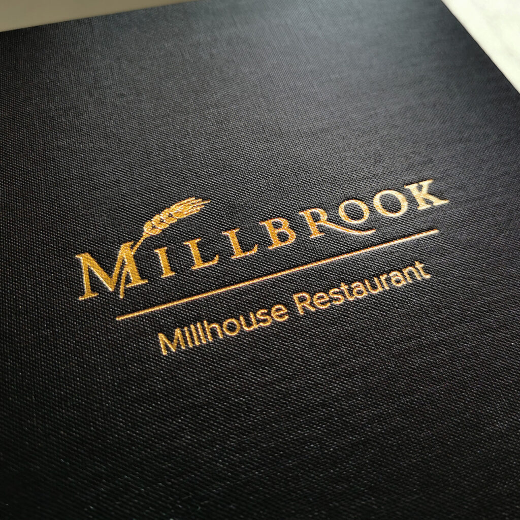 Millbrook // Gold menu foiling