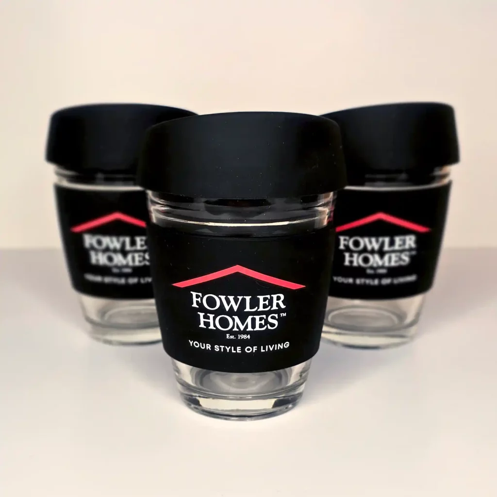 Fowler Homes Glass Travel Cups